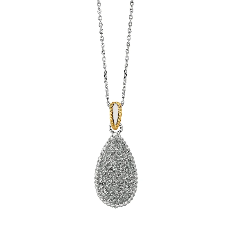 Necklaces and pendants with custom engravings for a personal, meaningful gift-14K & Silver Tear Drop Necklace