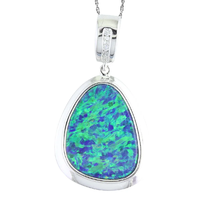 Best necklaces and pendants with glowing moonstone for an ethereal glow-14K White Gold Australian Opal Doublet/Diamond Pendant