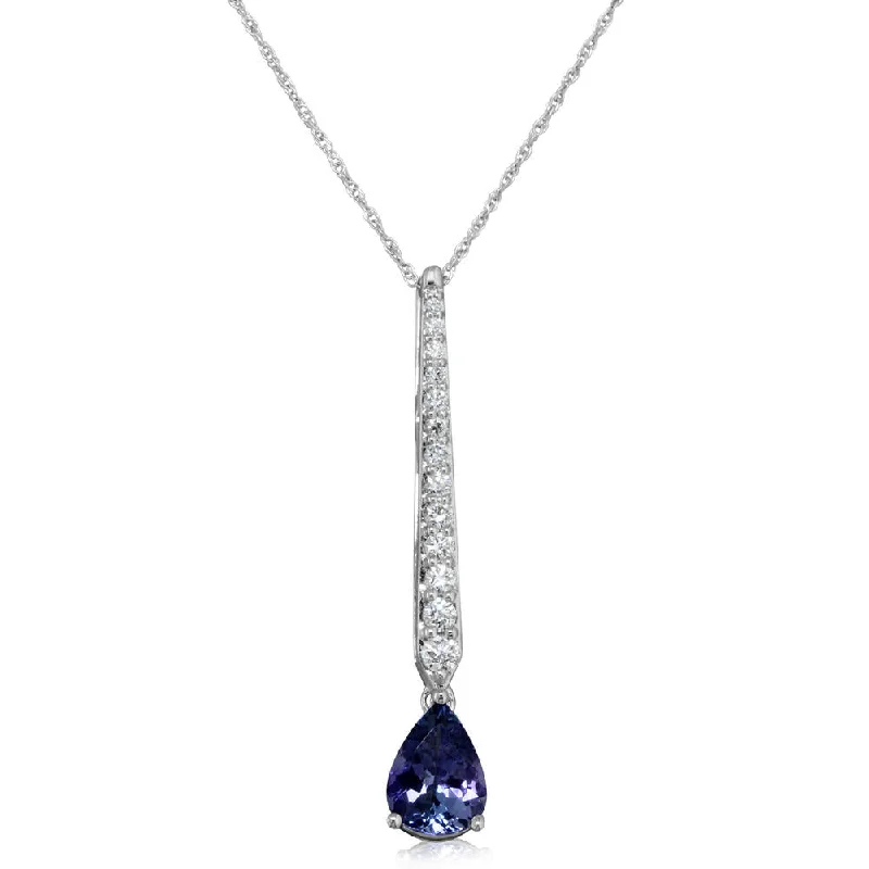 Best necklaces and pendants with intertwined designs for a symbol of unity-14K White Gold Peacock Tanzanite/Diamond Pendant