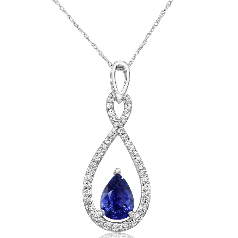 Unique necklaces and pendants with gemstones for a colorful and vibrant statement-14K White Gold Sapphire/Diamond Pendant