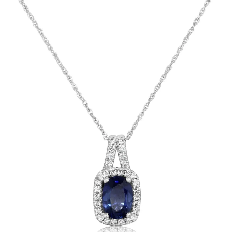 Elegant necklaces and pendants with gold chains for a chic, timeless appearance-14K White Gold Sapphire/Diamond Pendant