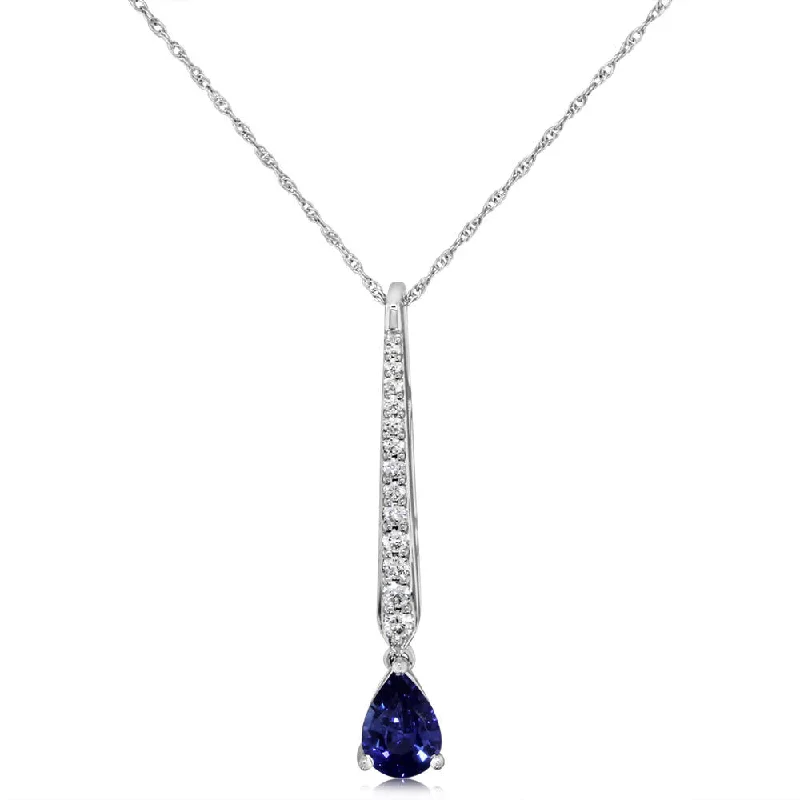 Personalized necklaces and pendants with name engravings for a custom touch-14K White Gold Sapphire/Diamond Pendant