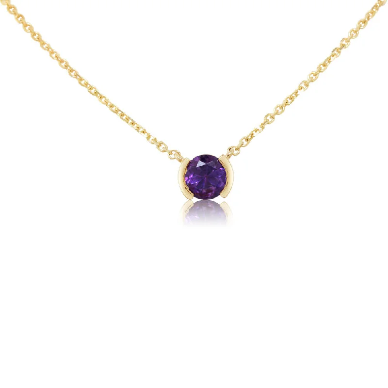 Beautiful necklaces and pendants with natural stones for an earthy, organic vibe-14K Yellow Gold Amethyst Neckpiece