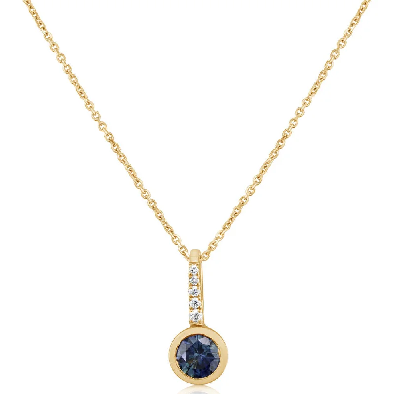 Simple necklaces and pendants with tiny charms for a delicate and casual vibe-14K Yellow Gold Montana Sapphire/Diamond Pendant