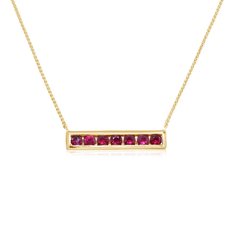 Best necklaces and pendants with crystal accents for a sparkling and elegant style-14K Yellow Gold Ruby Neckpiece