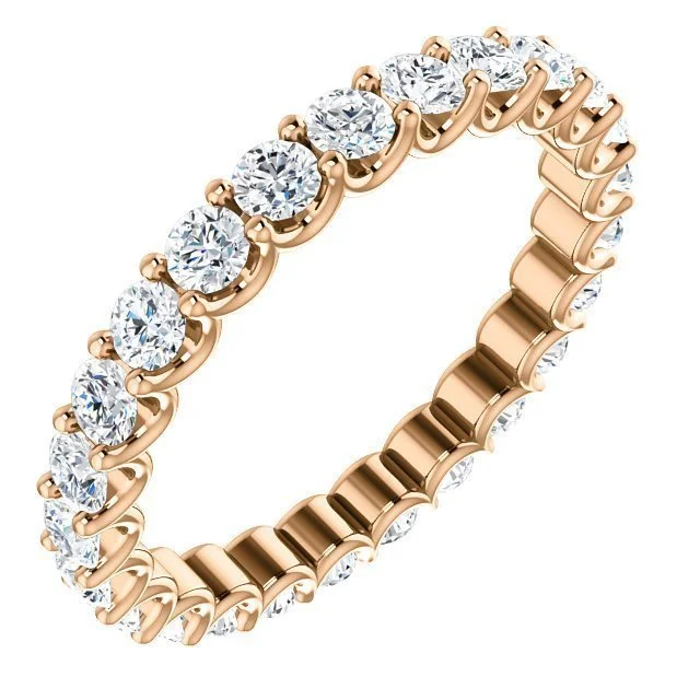 Layered necklaces and pendants for a trendy and fashionable stacked look-14KT GOLD 1 1/2 CTW DIAMOND SHARED U-PRONG ETERNITY BAND