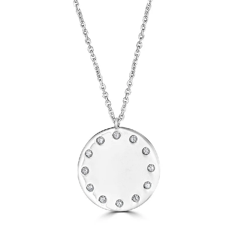 Best necklaces and pendants with glowing moonstone for an ethereal glow-14KT Gold 1/10 CTW Diamond Round Plate Necklace