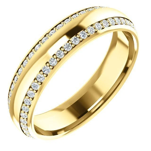 Necklaces and pendants with matching rings for a coordinated set of jewelry-14KT GOLD 1/2 CTW DIAMOND ACCENT 2 ROW ETERNITY BAND