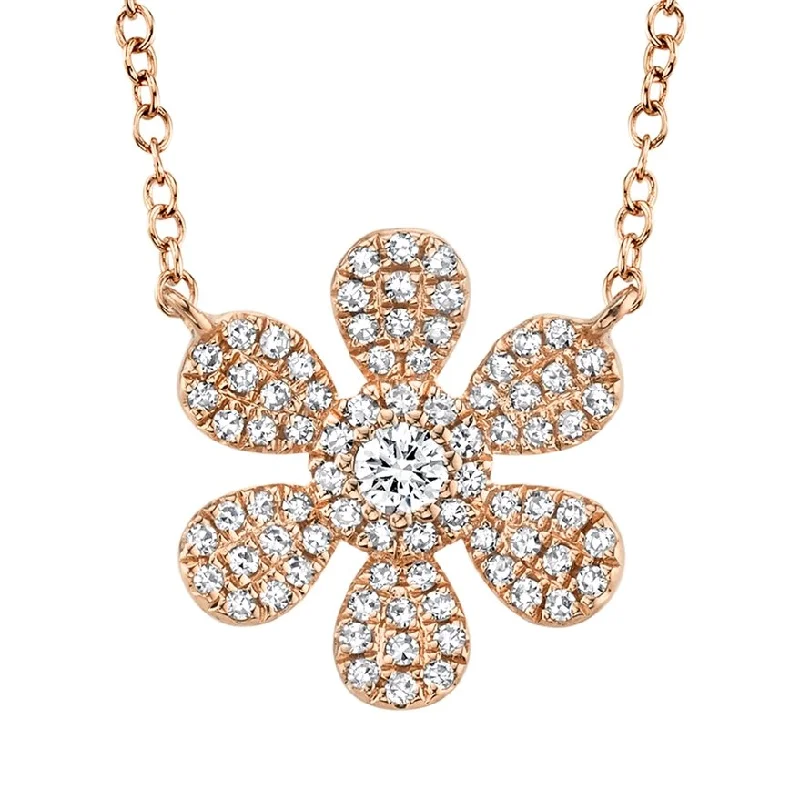 Best necklaces and pendants with black diamonds for an edgy, bold statement-14KT Gold 1/4 CTW Diamond Flower Necklace