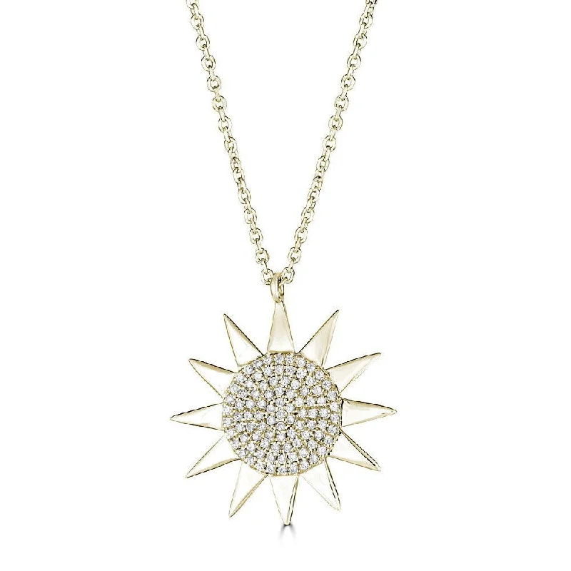 Beautiful necklaces and pendants with moon and star charms for a dreamy effect-14KT GOLD 1/5 CTW DIAMOND SUN NECKLACE