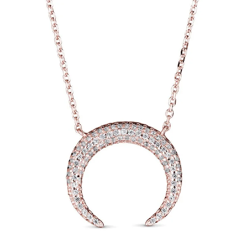 Best necklaces and pendants with matching rings for a coordinated jewelry set-Emilique 14KT Gold .16 CTW Diamond Crescent Moon Necklace