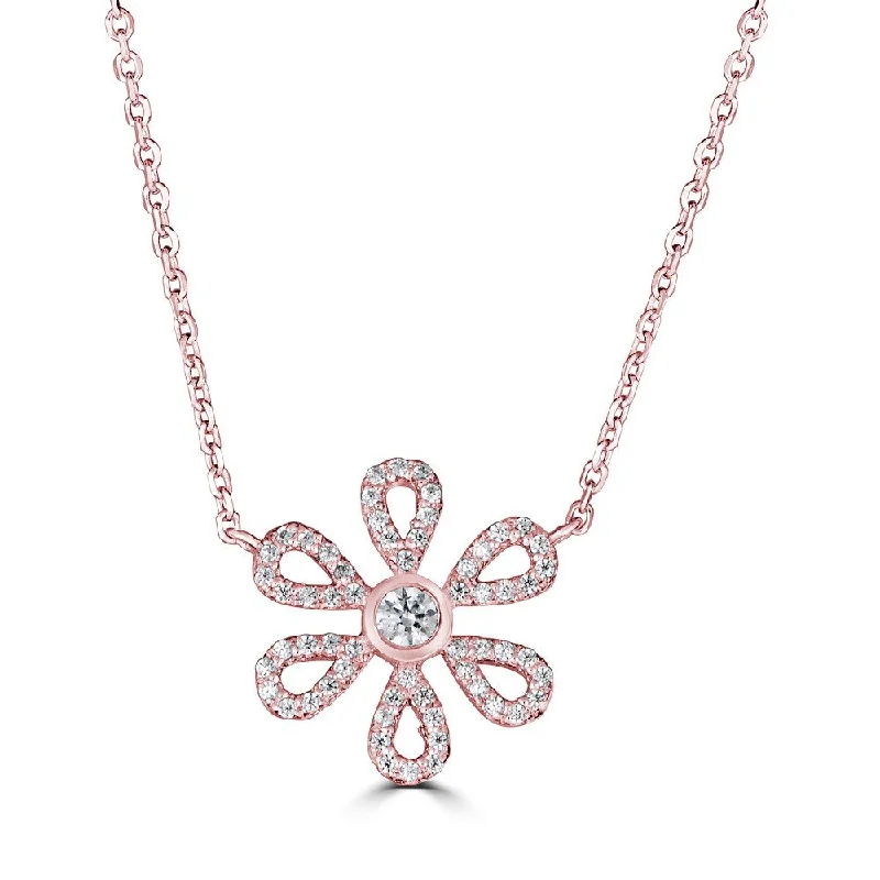 Best necklaces and pendants with cross pendants for a spiritual, meaningful symbol-Emilique 14KT Gold 0.19 CTW Diamond Flower Necklace