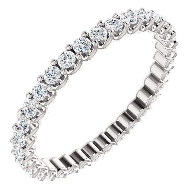 Trendy necklaces and pendants with geometric shapes for a modern aesthetic-14KT GOLD 2/3 CTW DIAMOND SHARED U-PRONG ETERNITY BAND