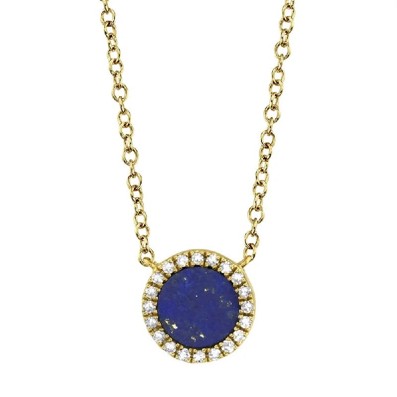 Simple necklaces and pendants with bar pendants for a sleek modern design-14KT GOLD .33 CT LAPIS AND 0.04 CTW DIAMOND NECKLACE