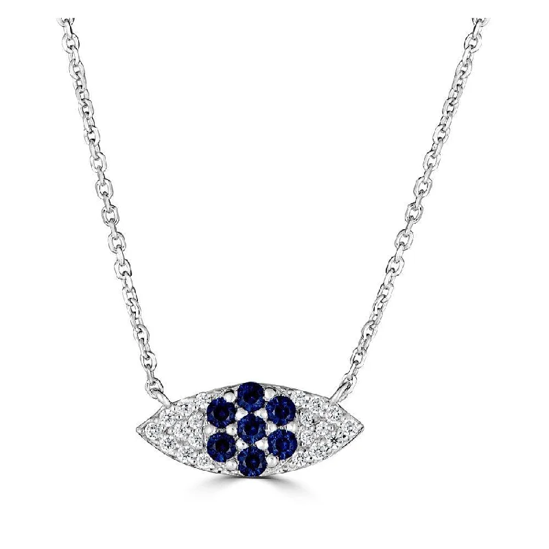 Beautiful necklaces and pendants with diamond-encrusted designs for maximum sparkle-14KT GOLD SAPPHIRE & DIAMOND EVIL EYE NECKLACE