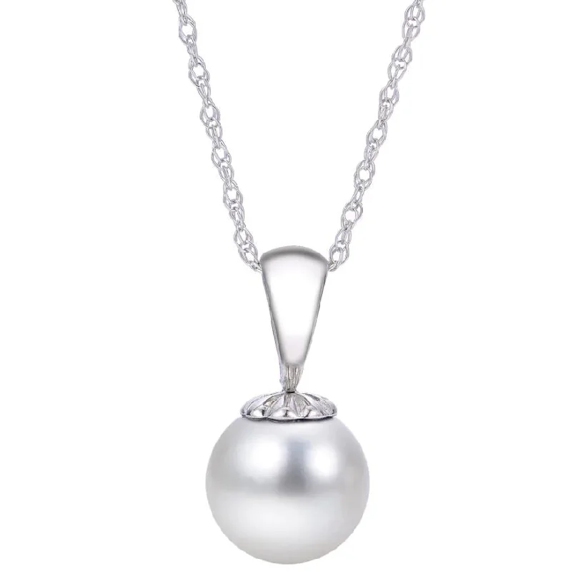 Best necklaces and pendants with seashell designs for a tropical, beachy vibe-14KT White Gold Akoya Pearl Pendant