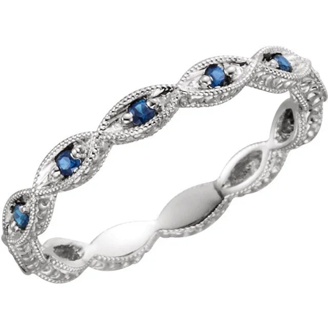 Best necklaces and pendants with sterling silver for an affordable yet stylish choice-14KT WHITE GOLD BLUE SAPPHIRE ANNIVERSARY BAND