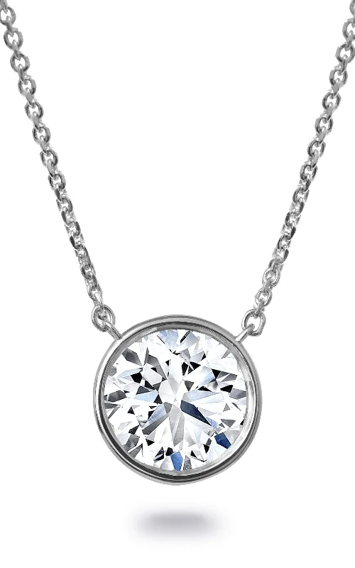 Necklaces and pendants with star-shaped designs for a whimsical, celestial touch-18K White Gold Bezel Set Diamond Pendant - .71ct GIA