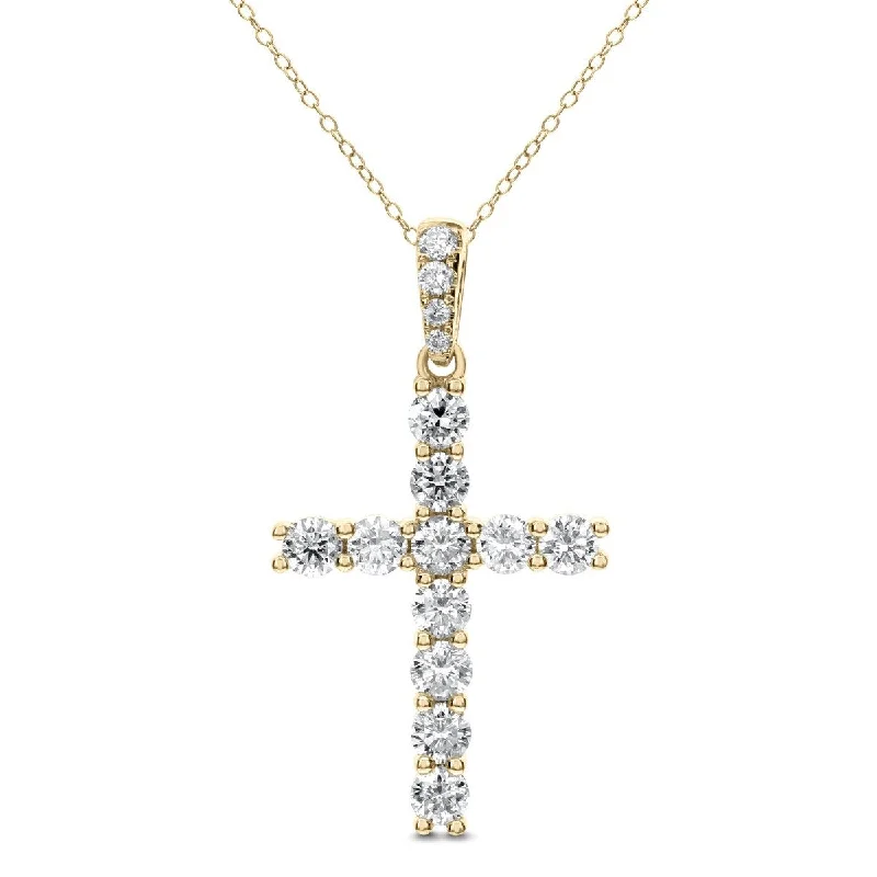 Personalized necklaces and pendants with coordinates for a meaningful location-based gift-18KT GOLD 1.50 CTW DIAMOND CROSS NECKLACE