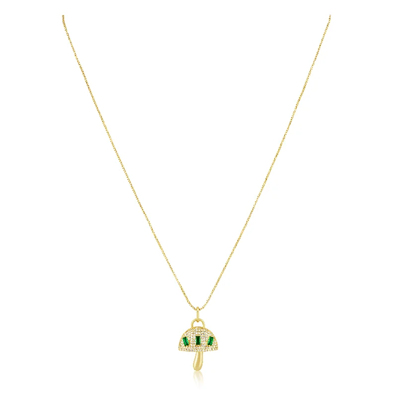 Best necklaces and pendants with matching rings for a coordinated jewelry set-Alice Emerald Mushroom Pendant Necklace