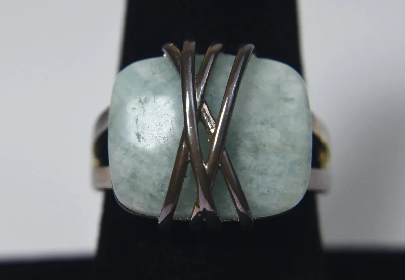 Rings with rough sapphire for rugged chic -Amazonite Silver Ring - Size 8