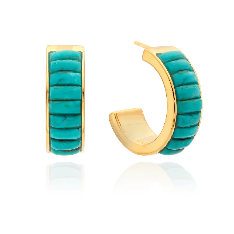 Drop Earrings with Symbolic Elements -Anna Beck Rectangular Turquoise Multi-Stone Hoop Earrings