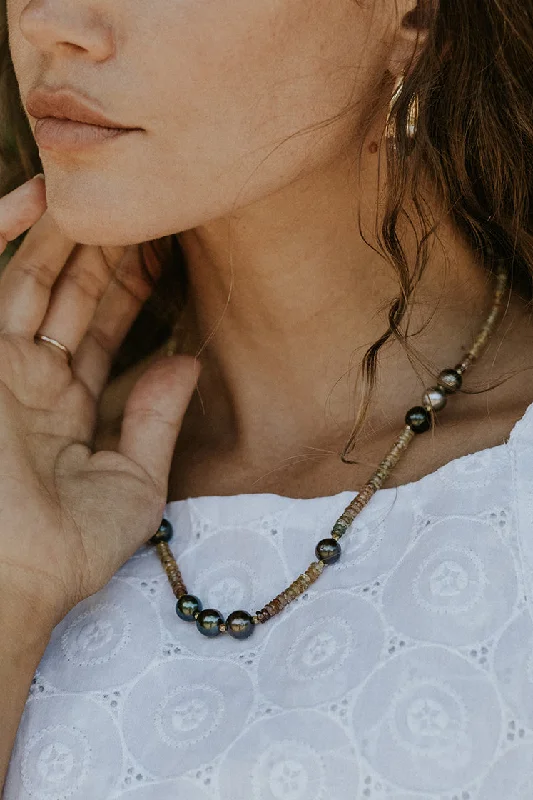 Best necklaces and pendants with zodiac signs for a celestial, astrology-inspired vibe-Beaded Necklace - Tahitian Pearl & Zircon 14K