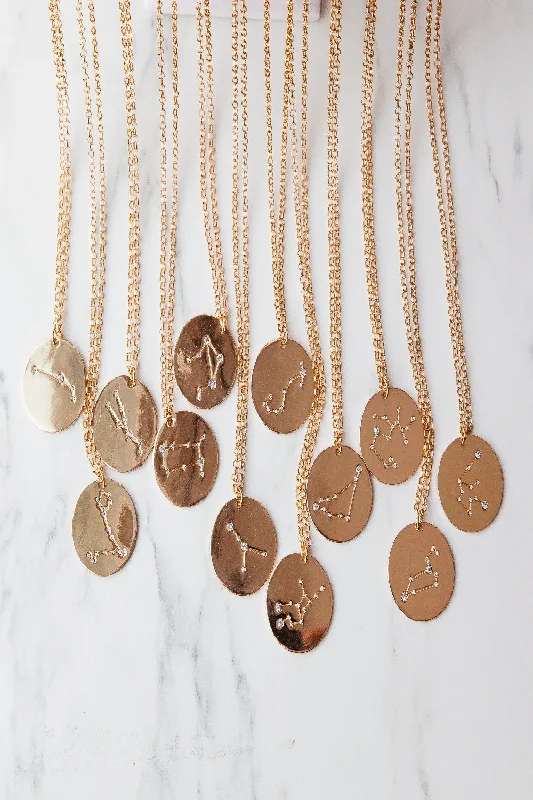 Best necklaces and pendants with layered designs for a chic, stacked look-Birth Constellation Stamped Disc Necklaces - Final Sale