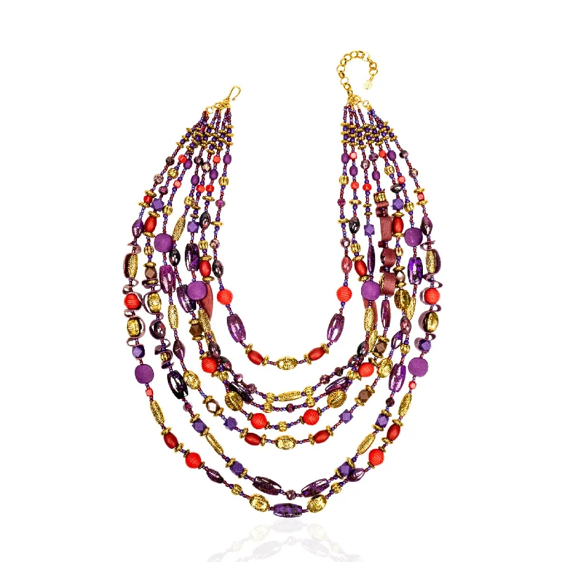 Necklaces and pendants with lock and key designs for a symbolic gesture-Caliope Cascading Chain (Removable Strand) - Purple