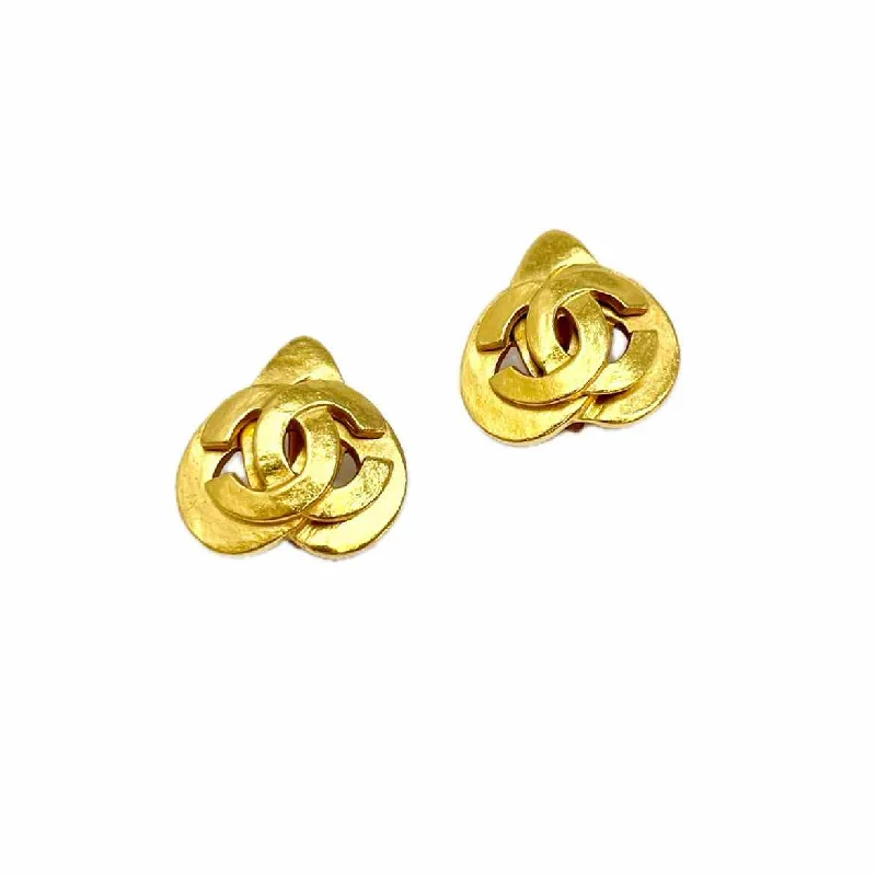 Long Drop Earrings for Dramatic -Chanel 24K Gold Plated Vintage Heart Shaped Earrings