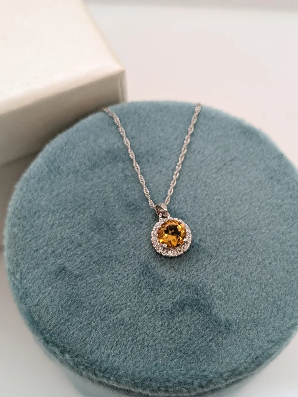 Best necklaces and pendants with matching earrings for a coordinated, elegant look-Citrine Halo Necklace