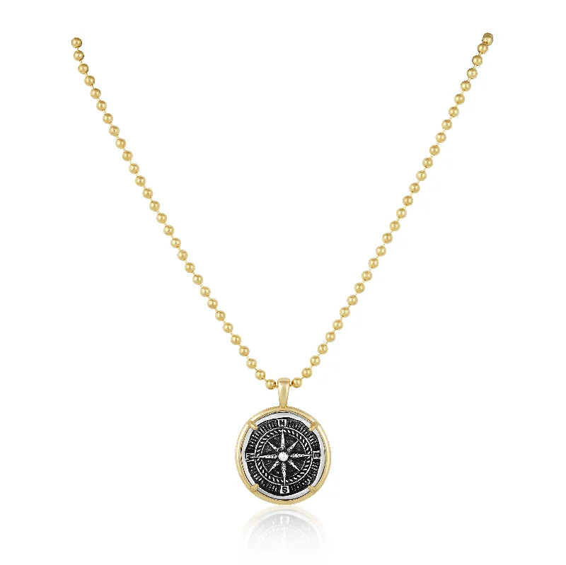 Best necklaces and pendants with opal and gold for a vibrant, luxurious contrast-Compass Coin Necklace