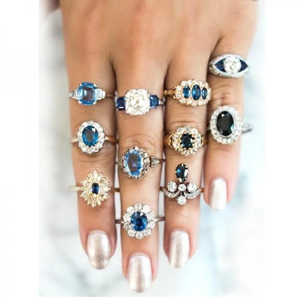 Rings with lapis lazuli for rich blue -Crystal Rings For Women 11 Pcs/set Flower Ring Set