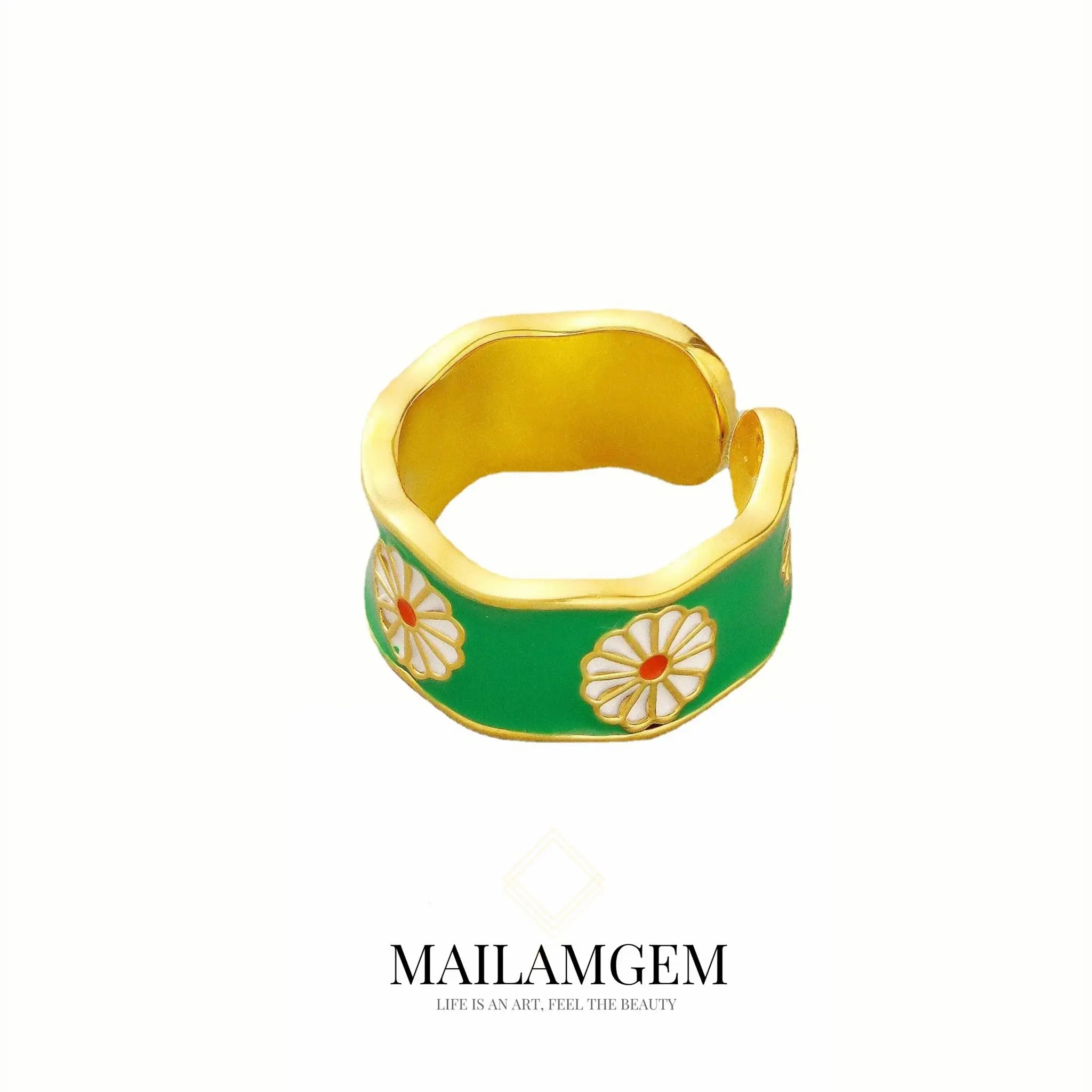 Rings with mandala engravings for spiritual vibe -Daisy Enamel Ring