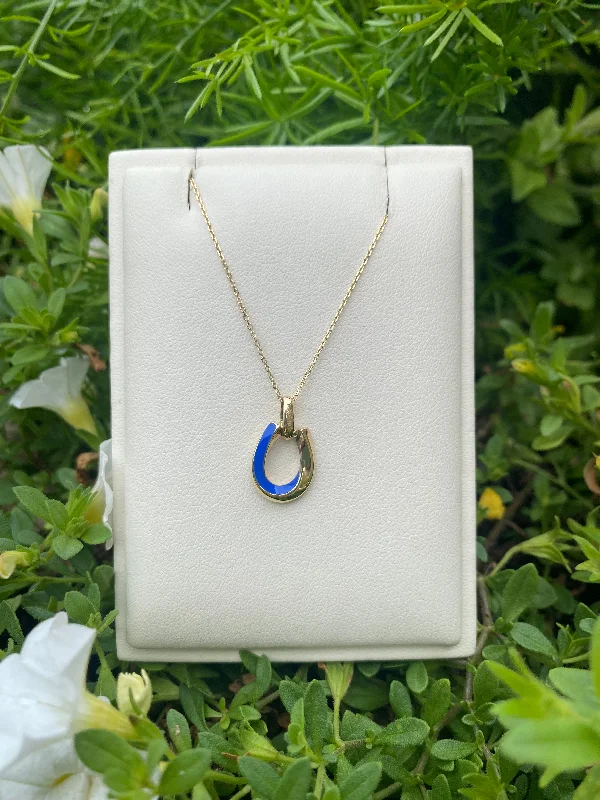 Unique necklaces and pendants with custom birthstone arrangements for personalization-Diamond and Enamel Reversible Necklace