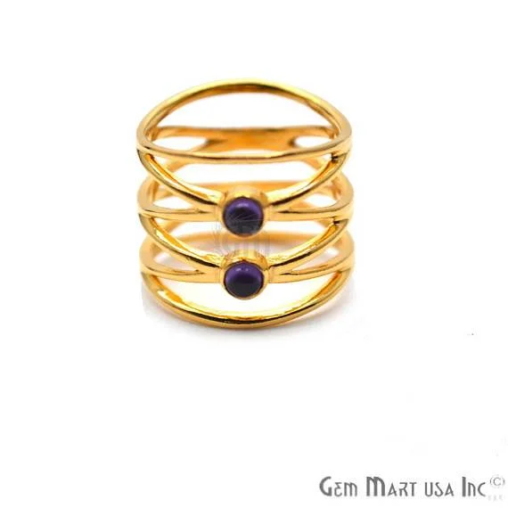 Rings with raw citrine for sunny charm -Double Gemstone Stackable Wedding Band Ring (12061)