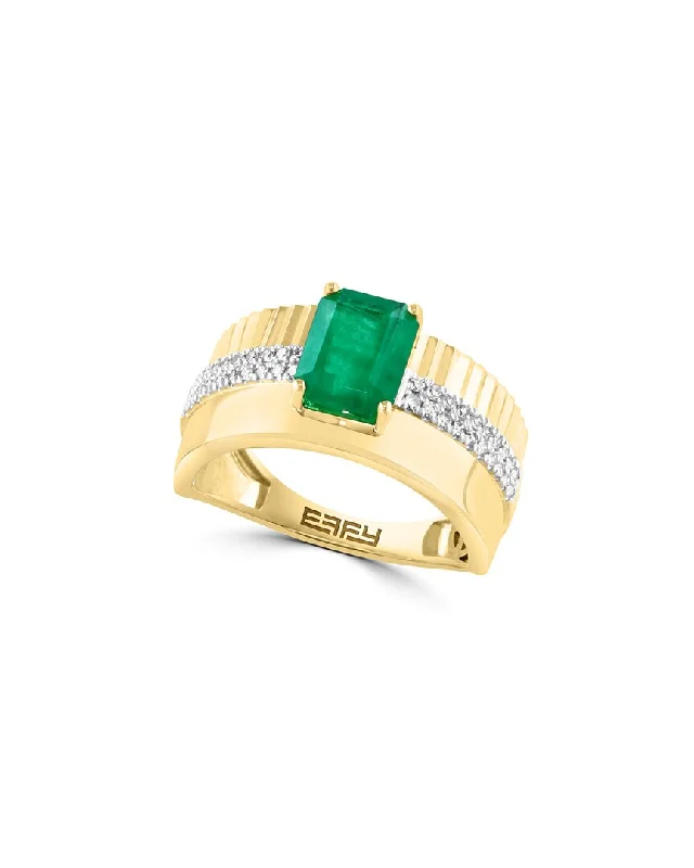 Rings with channel-set turquoise for color -Effy Fine Jewelry 14K 1.58 ct. tw. Diamond & Emerald Ring