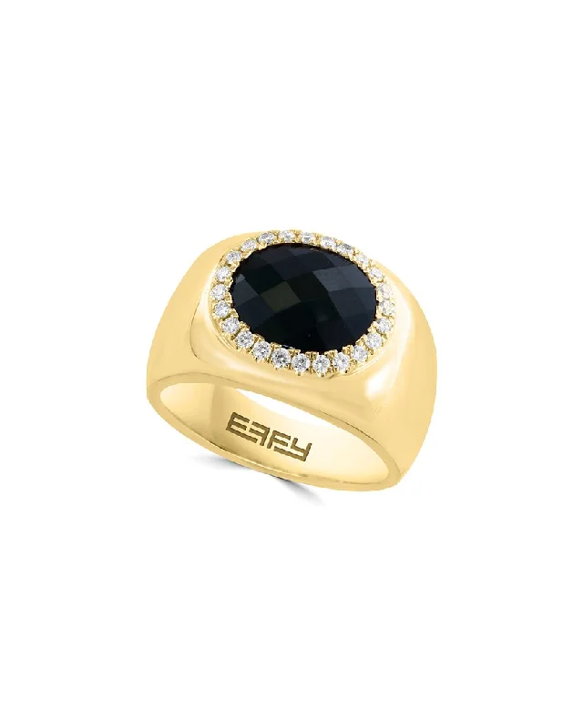 Rings with wide bands for statement wear -Effy Fine Jewelry 14K 3.74 ct. tw. Diamond & Onyx Ring