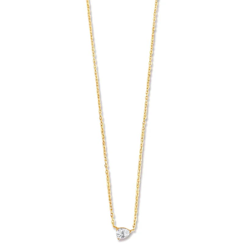 Best necklaces and pendants with matching earrings for a coordinated, elegant look-Ellie Vail - Lola Solitaire Sideways Pear Necklace