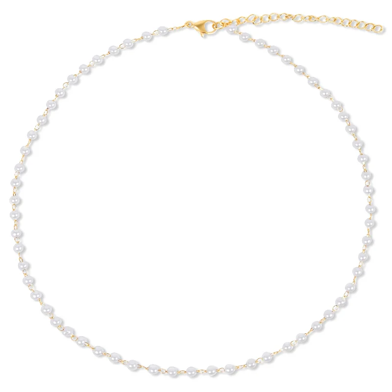 Trendy necklaces and pendants with geometric shapes for a modern aesthetic-Ellie Vail - Sheena Dainty Pearl Choker Necklace