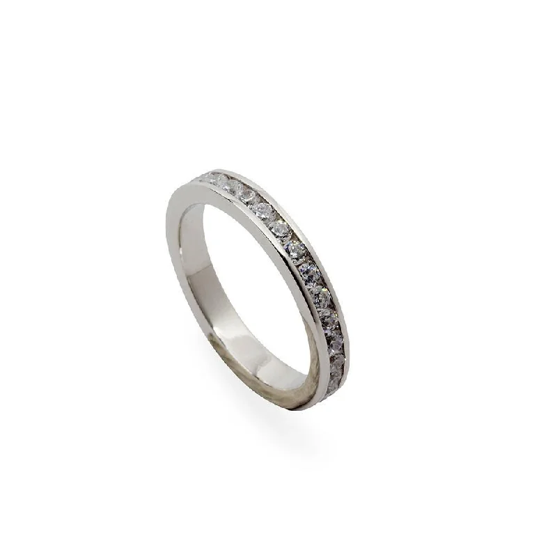 Rings with infinity loops for timeless love -Eternity Clear CZ Ring Silver Tone