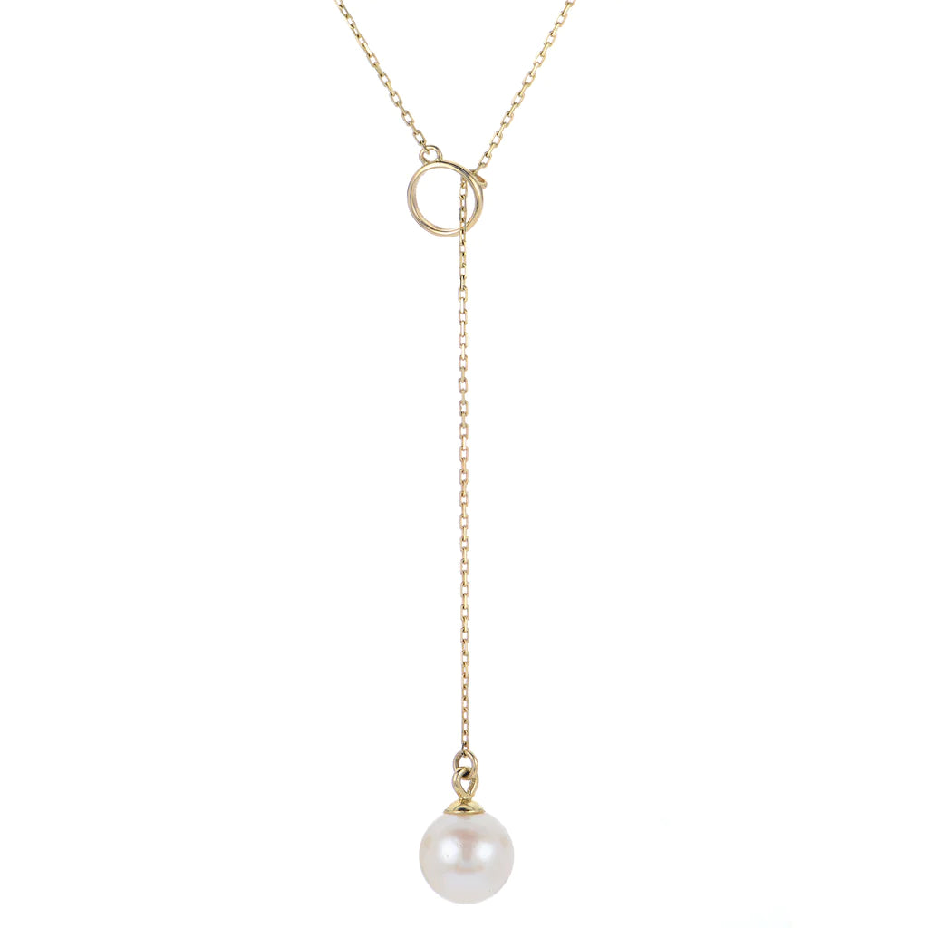 Beautiful necklaces and pendants with natural stones for an earthy, organic vibe-Freshwater Pearl Yellow Gold Y Necklace