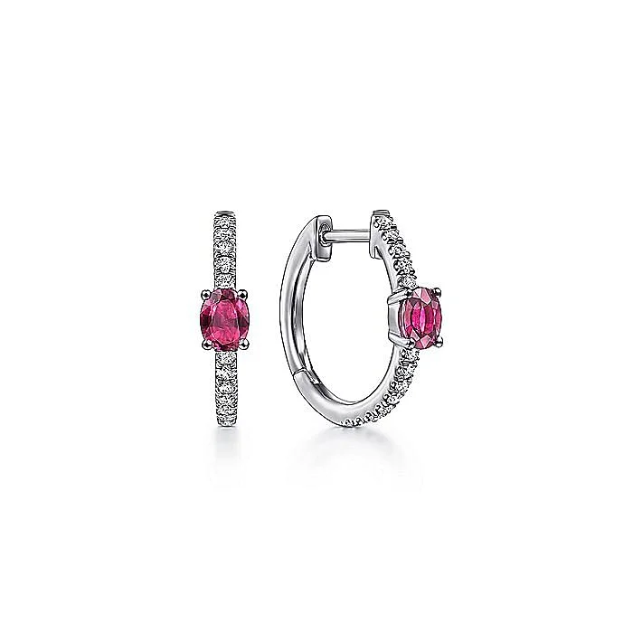 Stunning necklaces and pendants with ruby and diamond combinations for a luxurious effect-Gabriel & Co. Diamond and Ruby Hoops