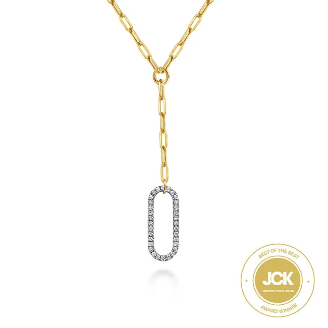 Stylish necklaces and pendants with diamonds for a glamorous and elegant look-Gabriel & Co. Diamond "Y" Necklace