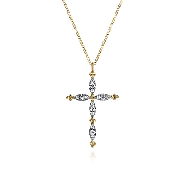 Necklaces and pendants with sun and moon motifs for a celestial-inspired design-Gabriel & Co. Yellow Diamond Cross Pendant Necklace