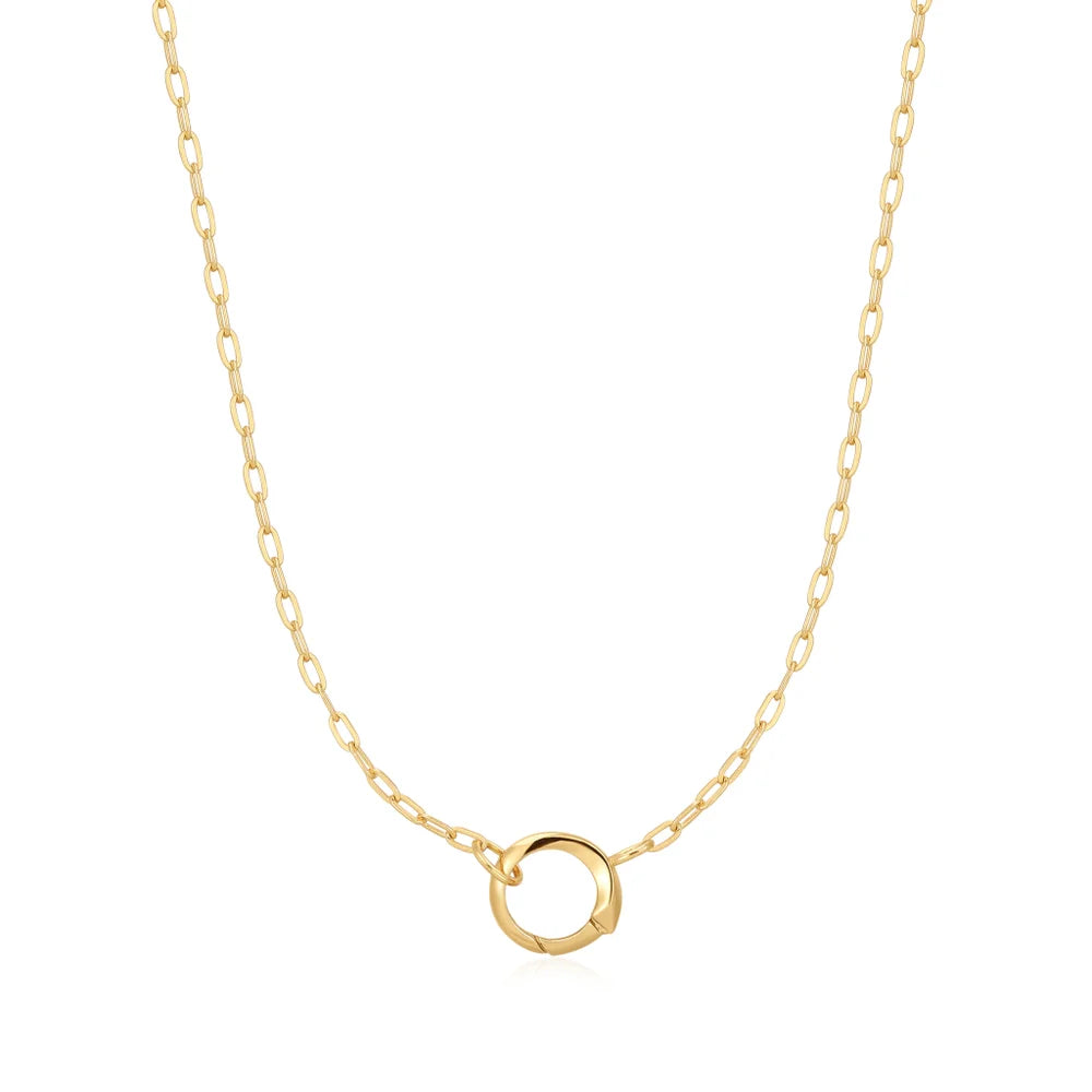 Best necklaces and pendants with seashell designs for a tropical, beachy vibe-Gold Mini Link Charm Chain Connector Necklace