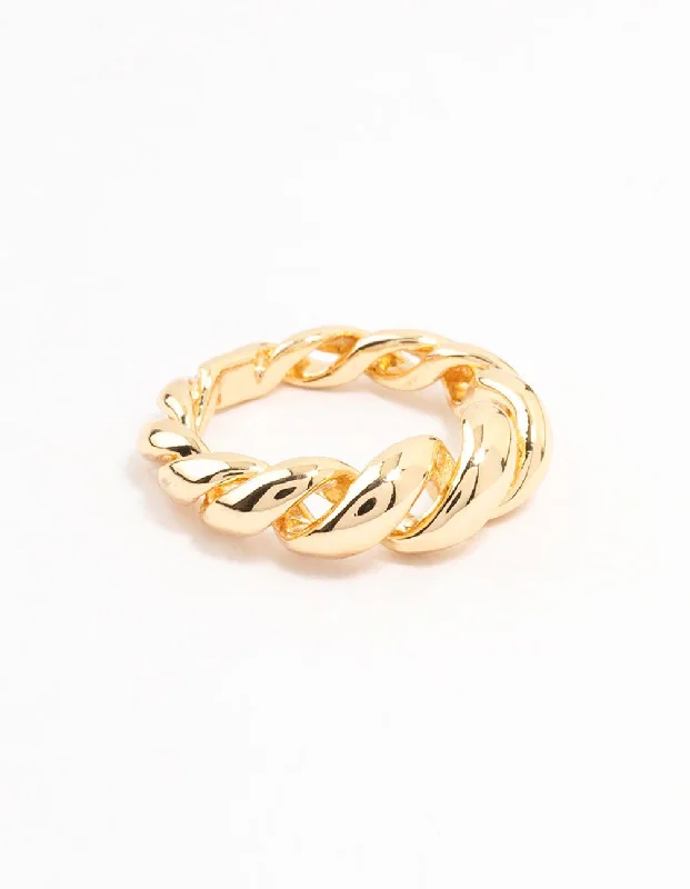 Rings with sunburst citrine for radiant appeal -Gold Plated Swirl Coil Ring