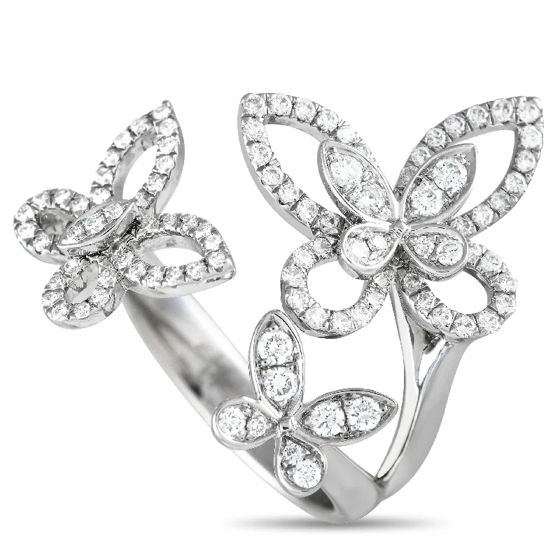 Rings with star sapphire for unique glow -Graff 18K White Gold 0.45ct Diamond Triple Butterfly Ring GR11-120524