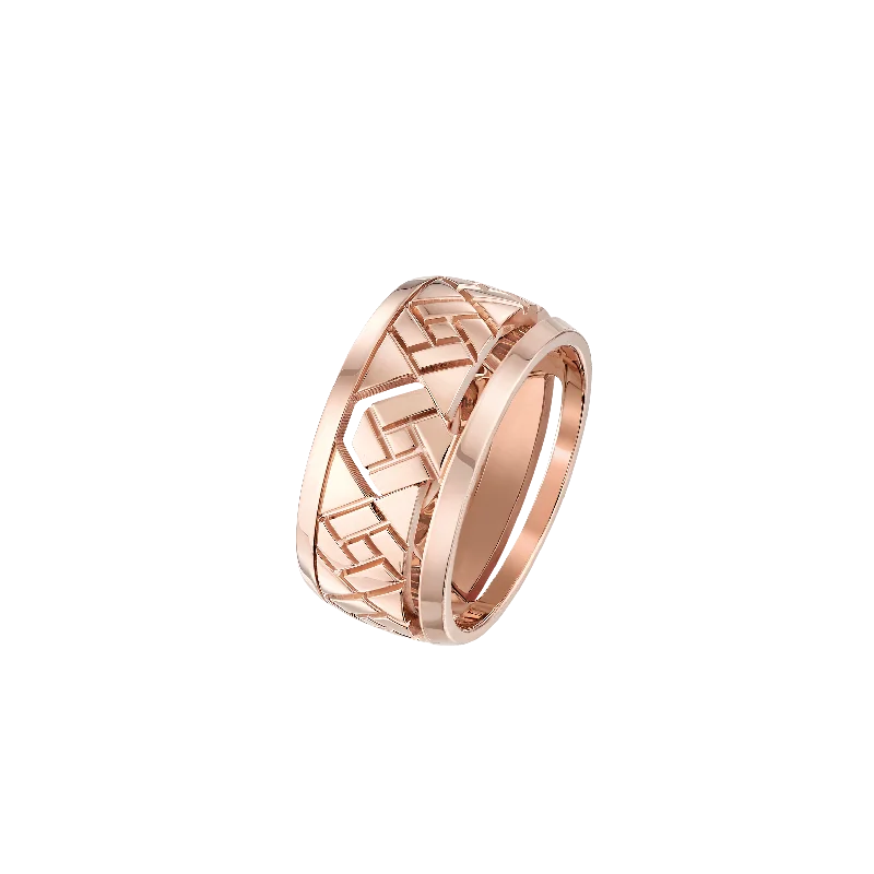 Rings with hammered silver for rustic appeal -Grafik - Rose Gold Ring Small Model