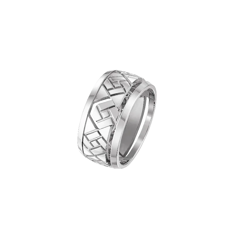 Vintage rings with engraved floral band designs -Grafik -  White Gold Ring Small Model